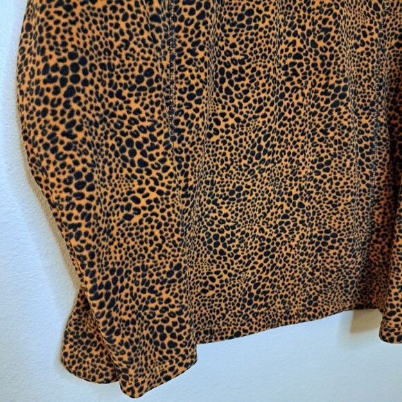Land's End Women Cheetah Print Pullover 1/4 Zip Front Fleece Sweater M - Picture 5 of 11